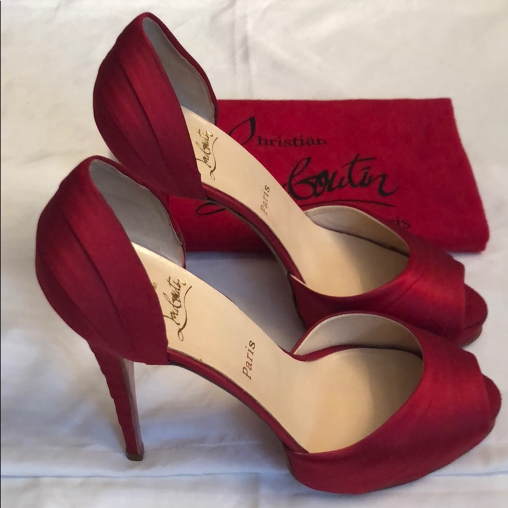 Christian Louboutin Red Crepe Satin Armadillo 120